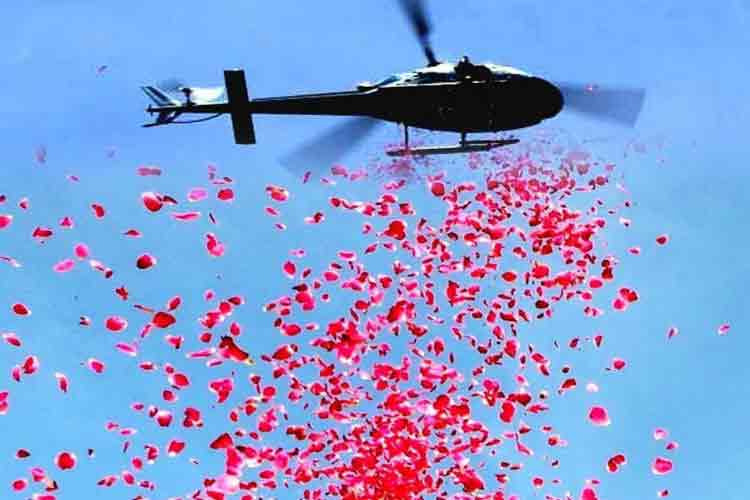 Helicopter Flower Showering & Pamphlet Dropping Service Mount Abu